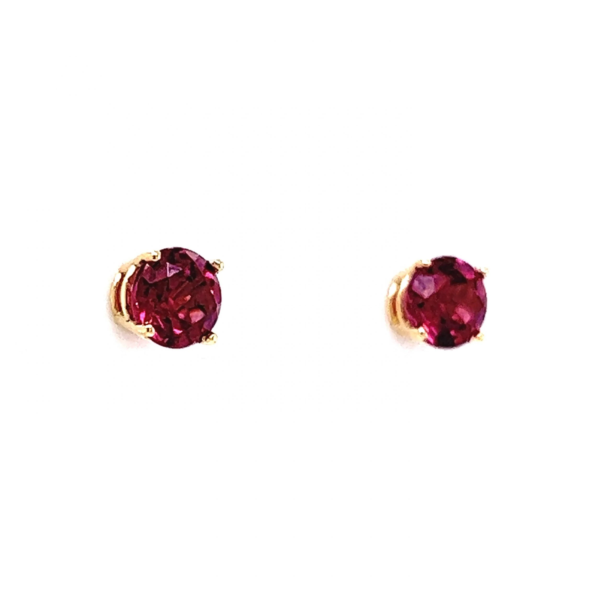 Classic Round Cut Pink Tourmaline Earrings in 14k Yellow Gold - Image 3