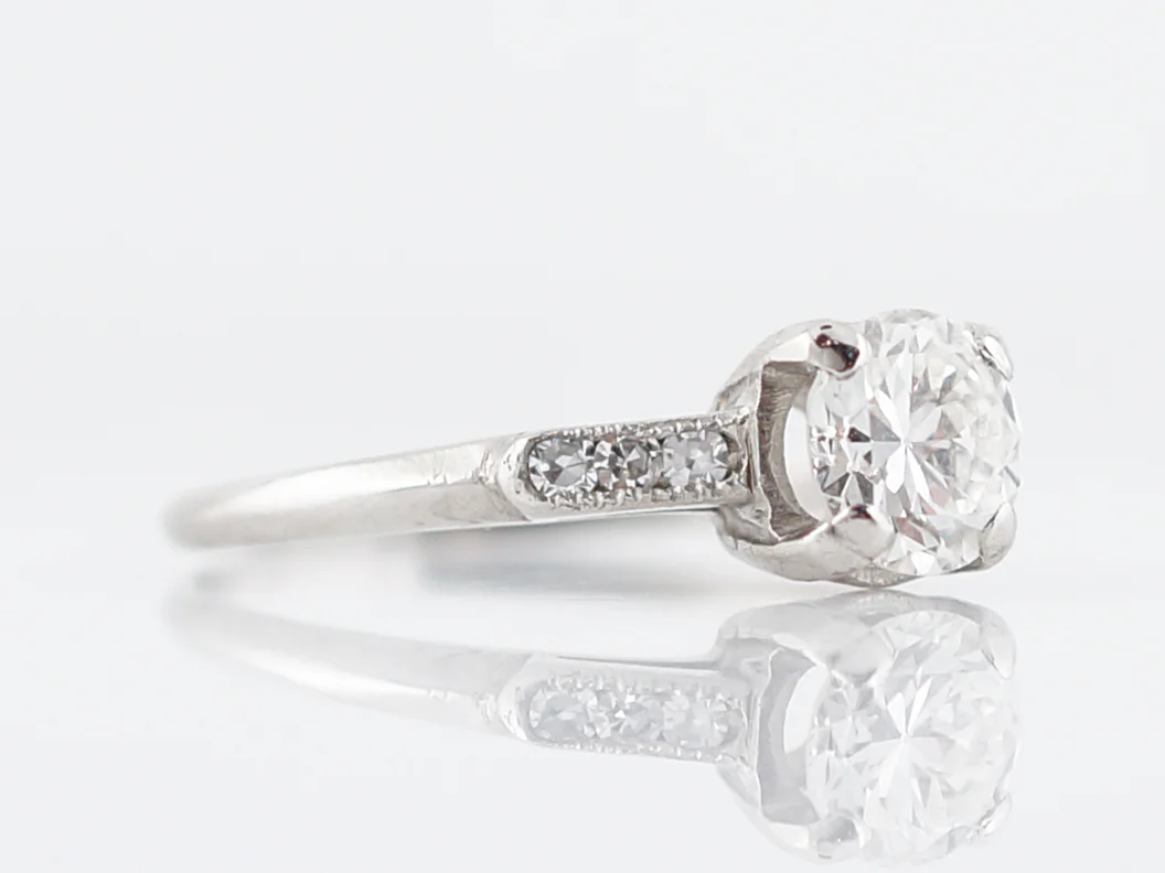 Classic Solitaire Diamond Engagement Ring 1930's Art Deco - Image 3