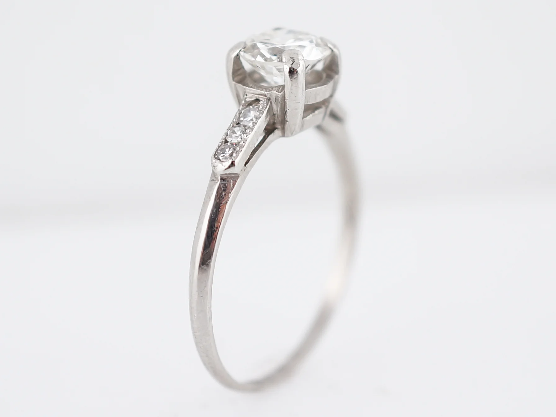 Classic Solitaire Diamond Engagement Ring 1930's Art Deco - Image 5