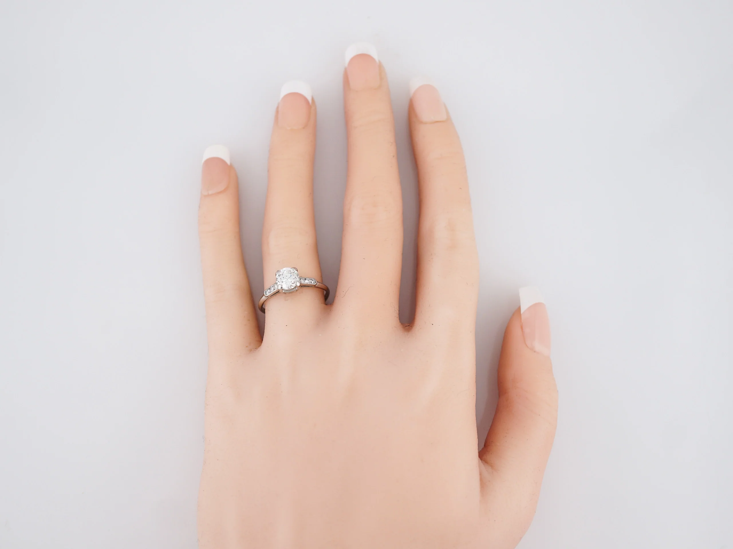Classic Solitaire Diamond Engagement Ring 1930's Art Deco - Image 6