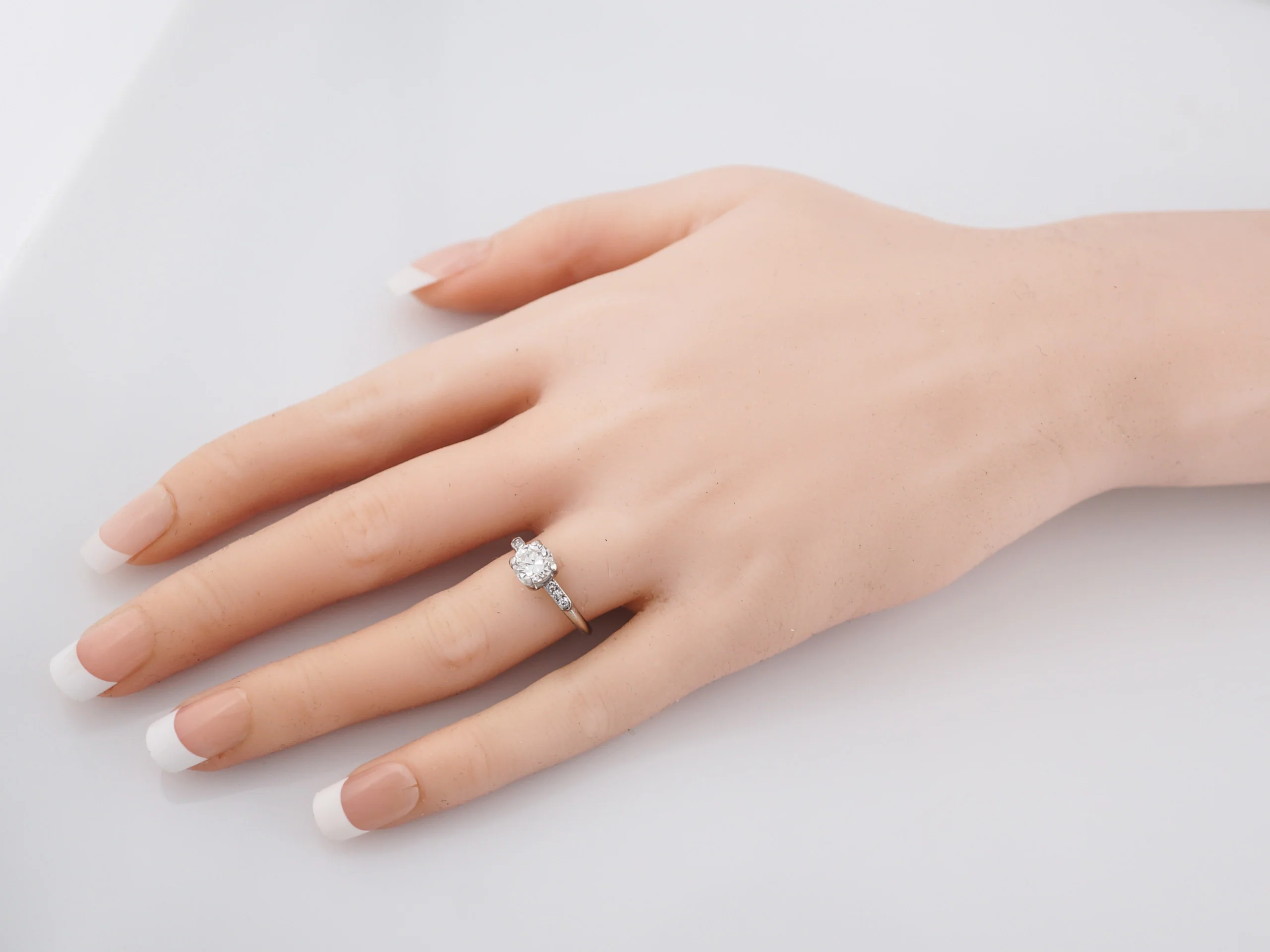 Classic Solitaire Diamond Engagement Ring 1930's Art Deco - Image 7