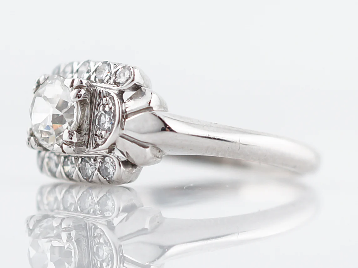 Classic Vintage Engagement Ring Art Deco Old Euro - Image 2