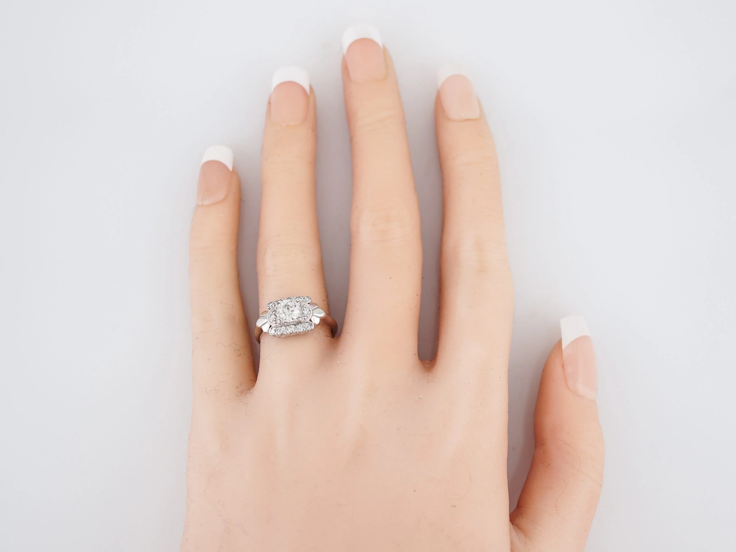 Classic Vintage Engagement Ring Art Deco Old Euro - Image 6