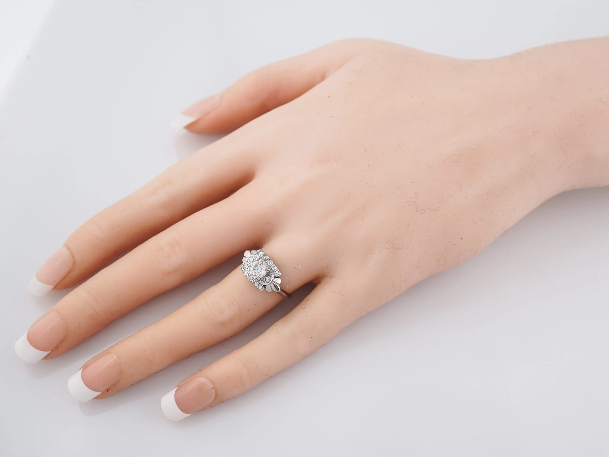 Classic Vintage Engagement Ring Art Deco Old Euro - Image 7