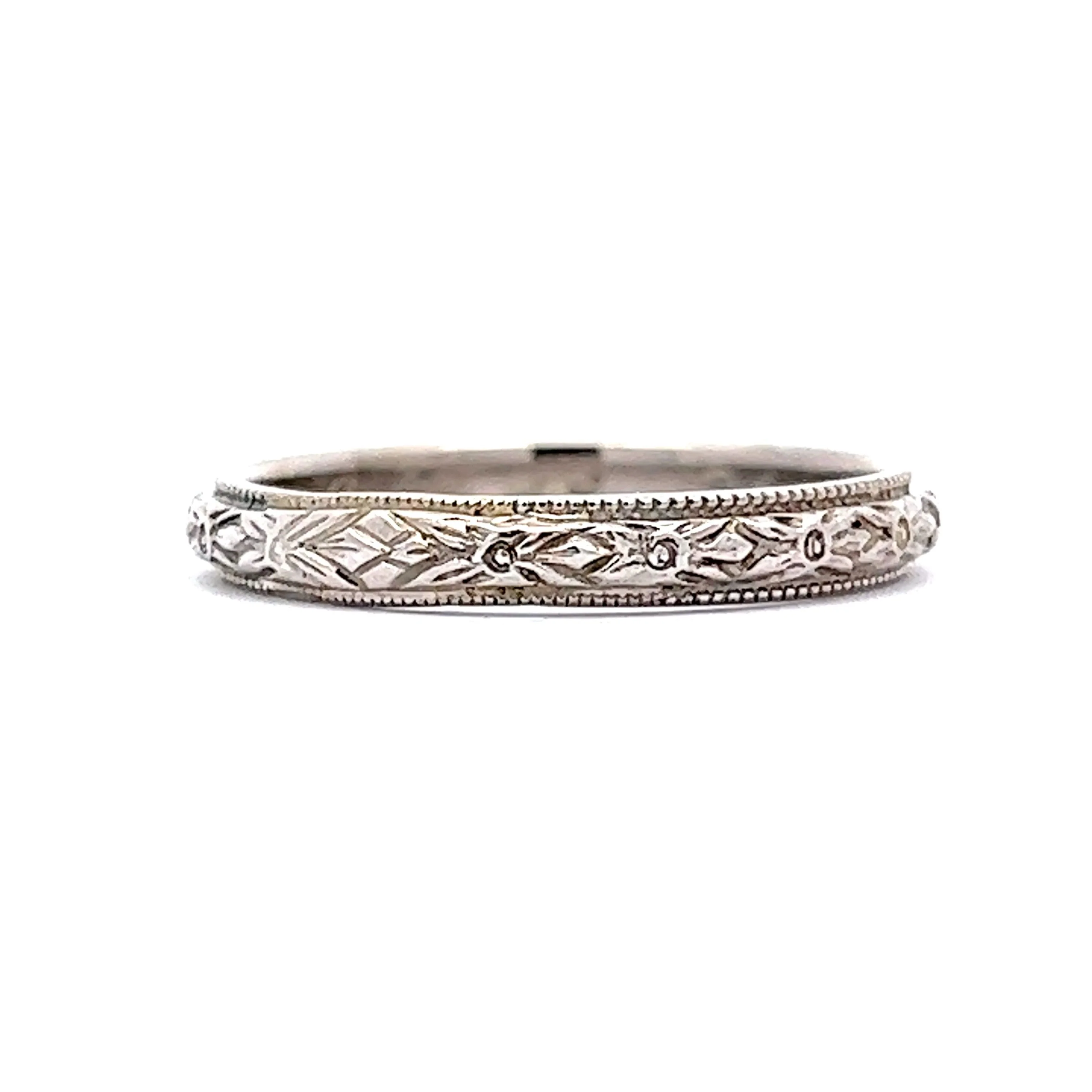 Vintage Art Deco Orange Blossom Wedding Band in 18k White Gold - Image 2