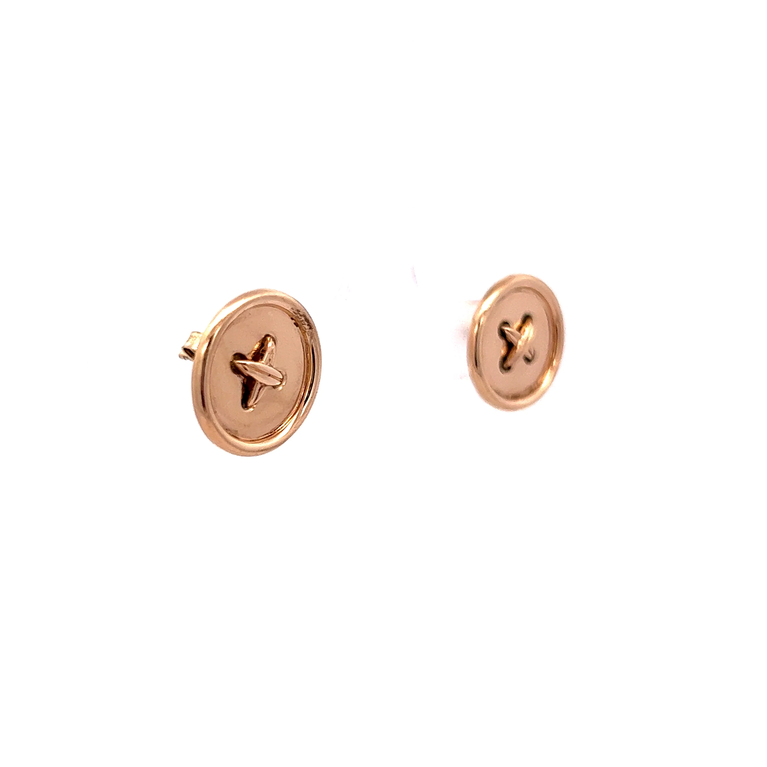 Classic Button Stud Earrings in 14k Yellow Gold - Image 3