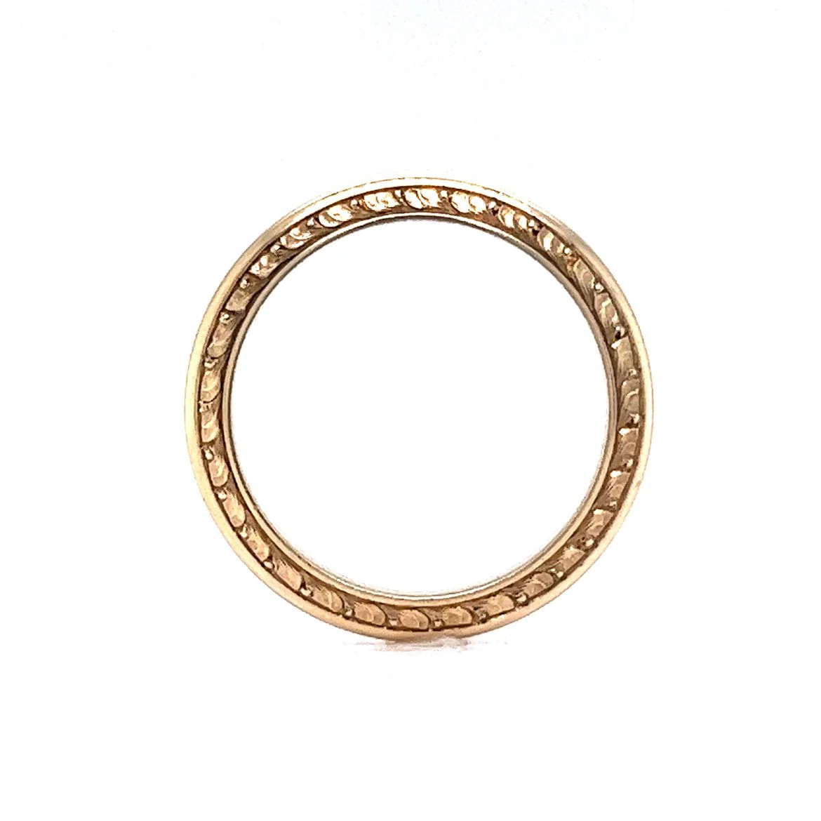 Vintage Retro Engraved Wedding Band in 14k Yellow Gold - Image 4