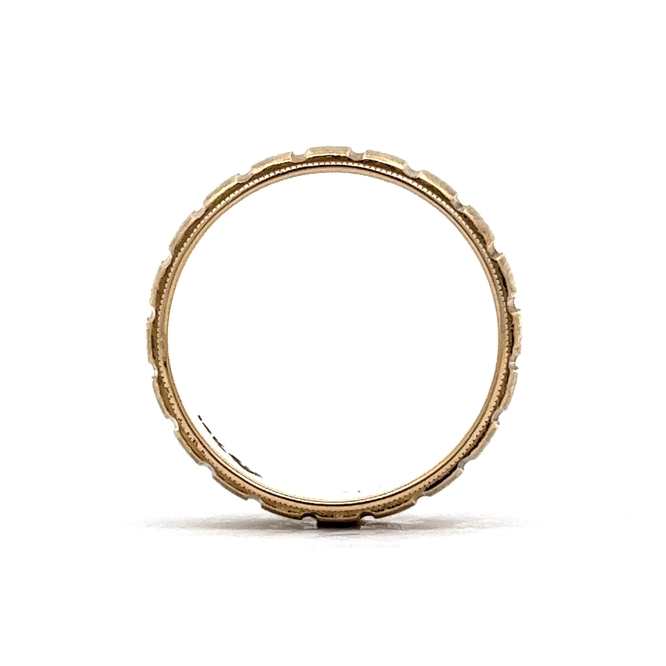 Men's Ridged Wedding Band w/ Milgrain in 14k Yellow Gold - Image 4