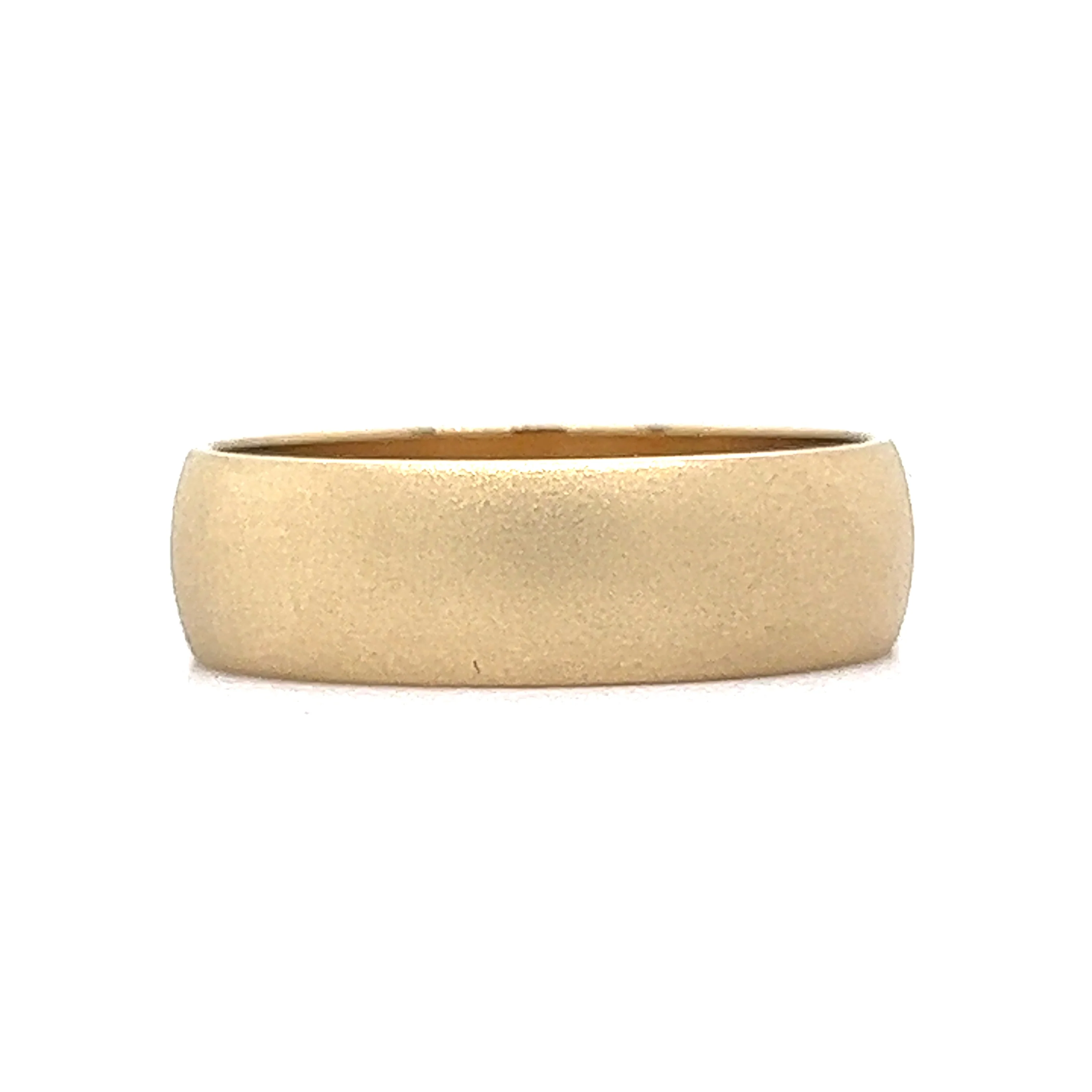 Men's Half Round Wedding Band w/ Brush Finish in 14k Yellow Gold