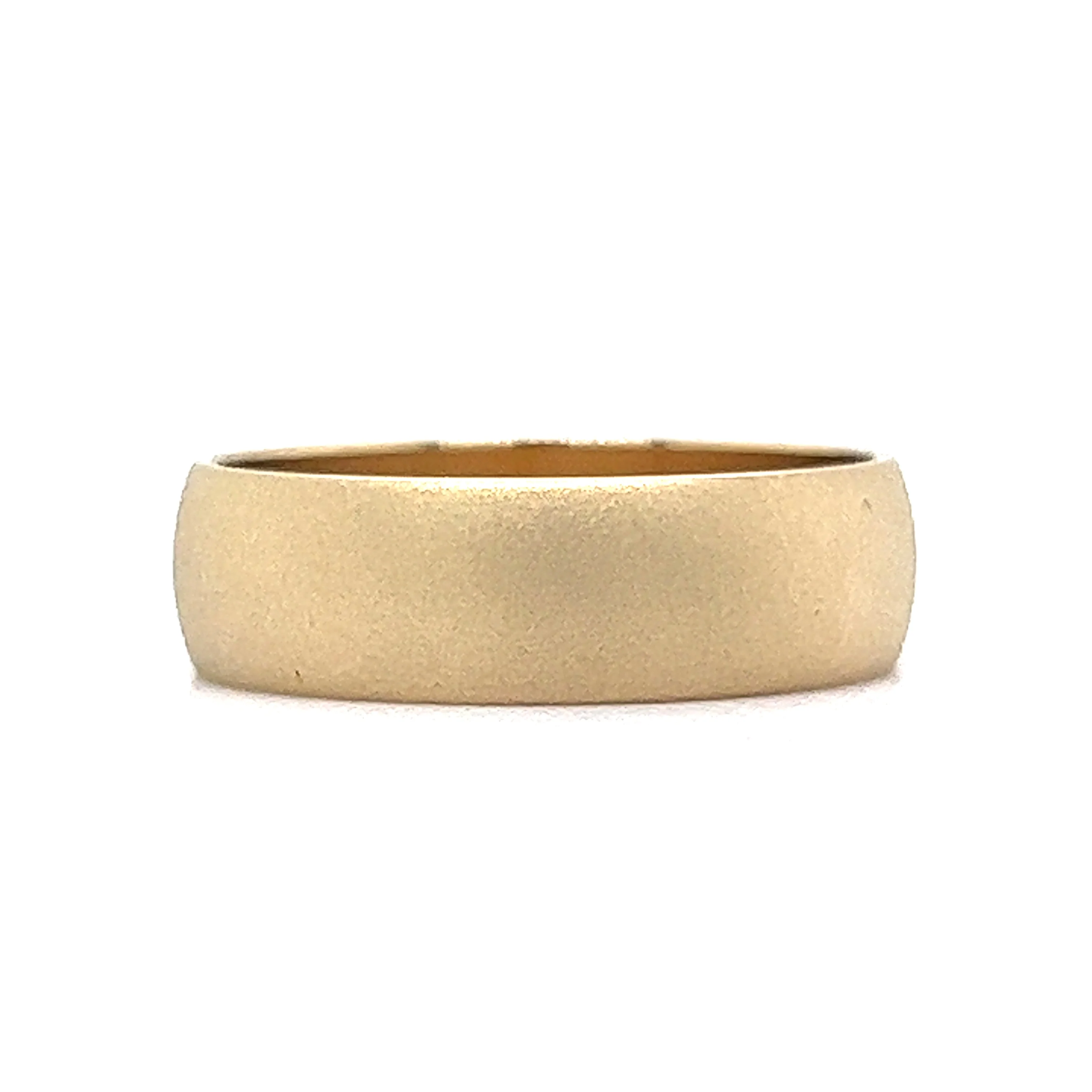 Men's Half Round Wedding Band w/ Brush Finish in 14k Yellow Gold - Image 2