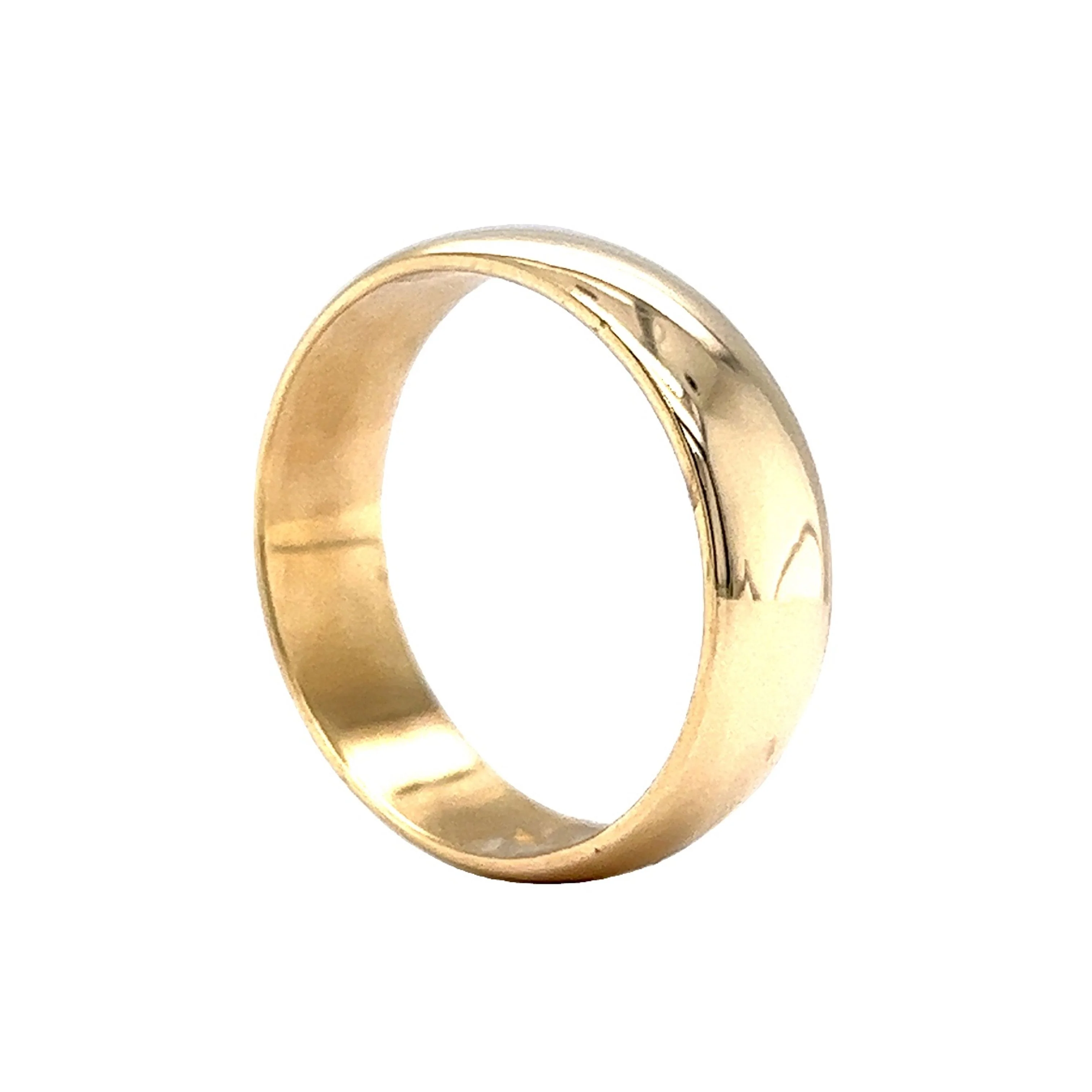 Men's Classic Half-Round Wedding Band in 14k Yellow Gold - Image 5