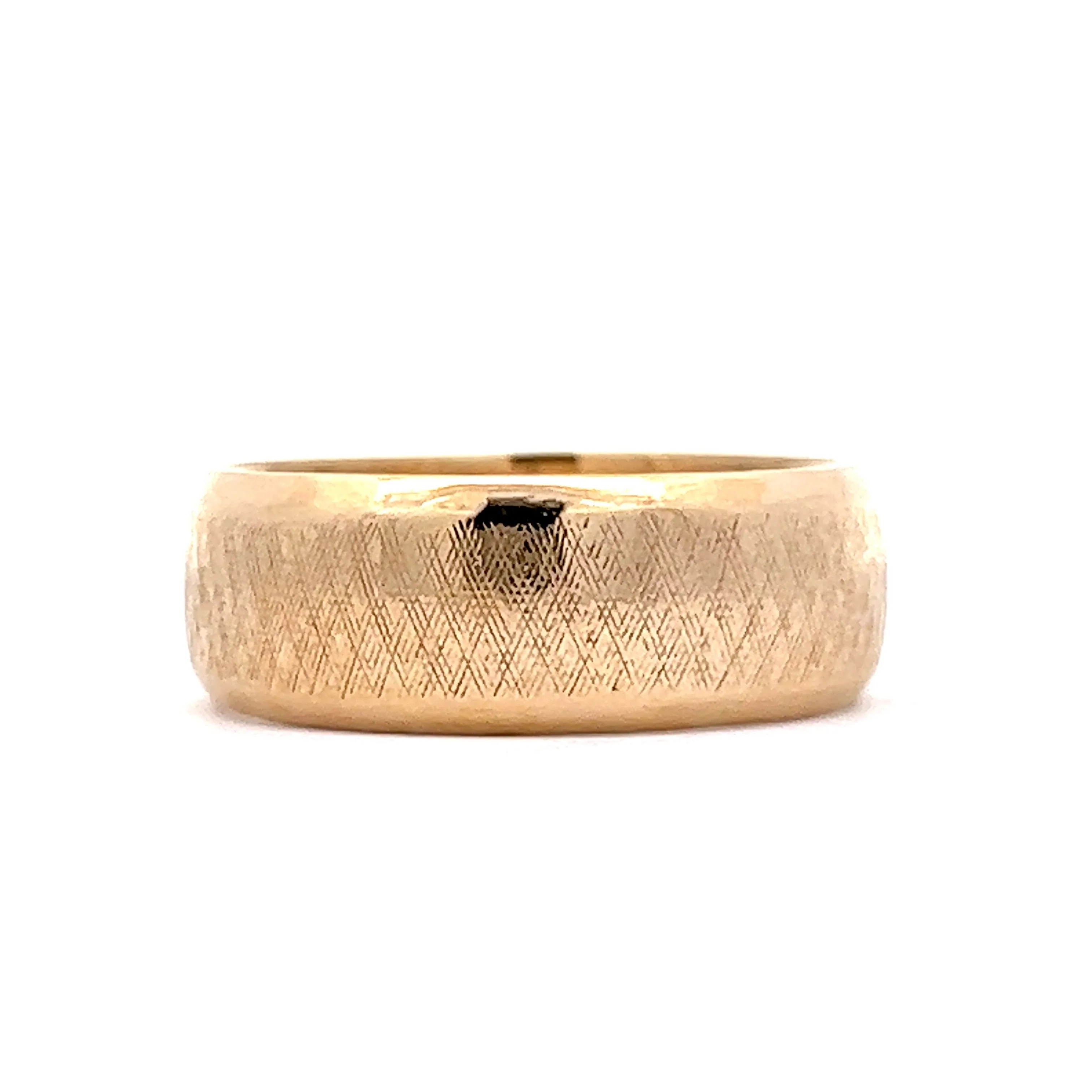 Vintage Mid-Century Men's Etched Texture Wedding Band in 14k Yellow Gold - Image 2