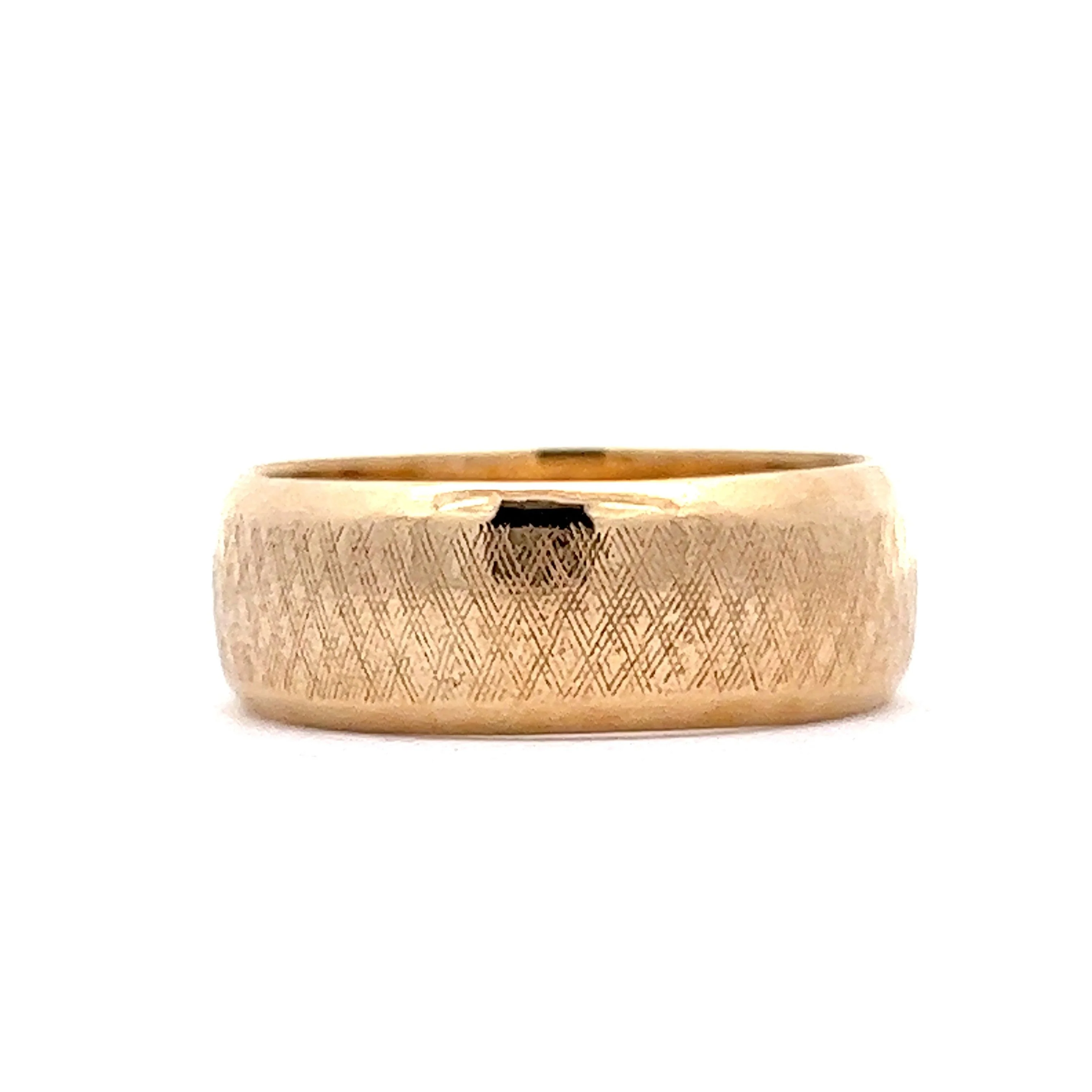 Vintage Mid-Century Men's Etched Texture Wedding Band in 14k Yellow Gold - Image 3
