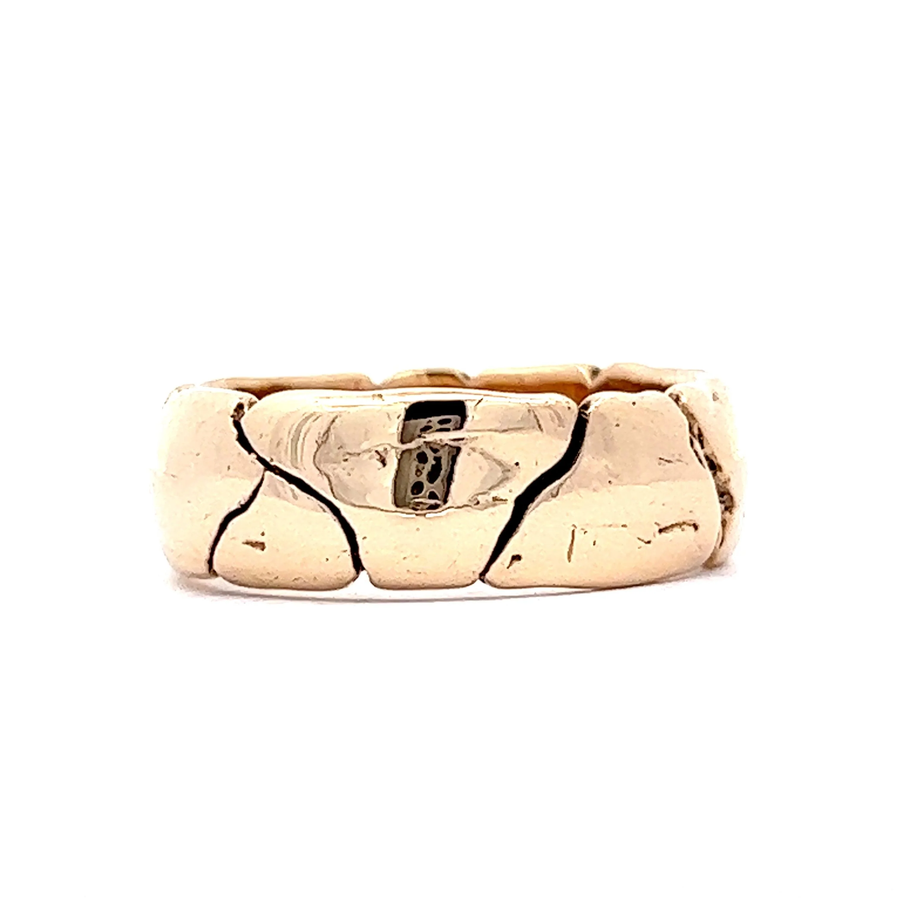 Men's 8mm Cobblestone Texture Wedding Band in 14k Yellow Gold