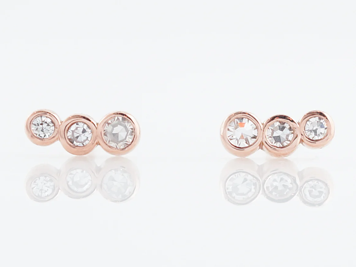 Climber Earrings Modern .14 Single Cut Diamonds in 14K Rose Gold