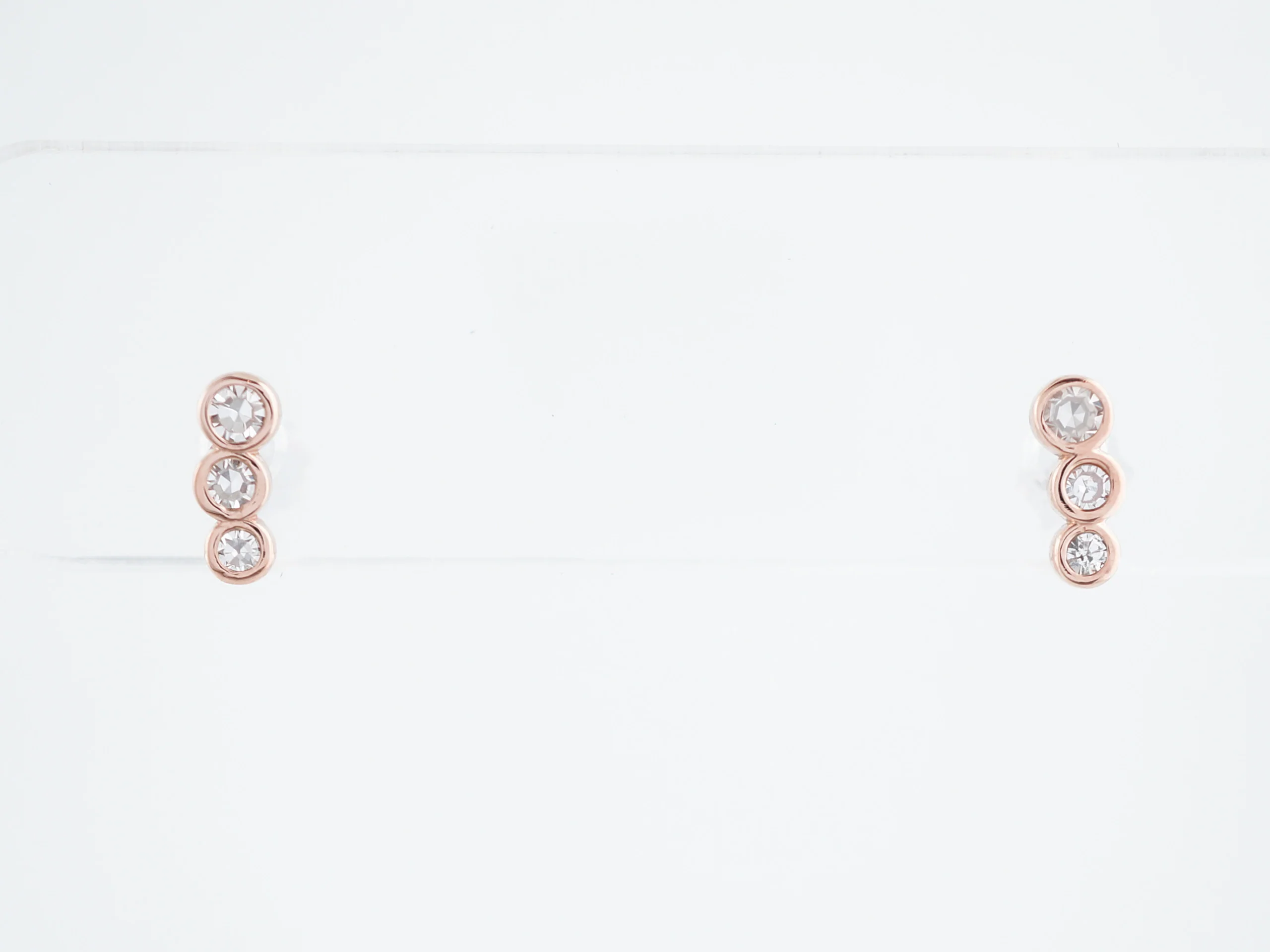 Climber Earrings Modern .14 Single Cut Diamonds in 14K Rose Gold - Image 2