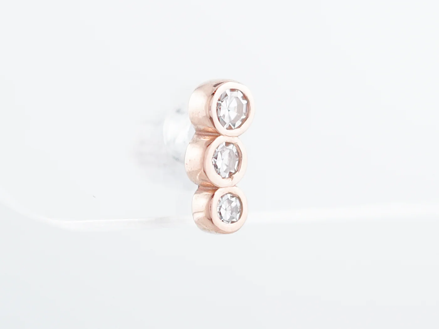 Climber Earrings Modern .14 Single Cut Diamonds in 14K Rose Gold - Image 3