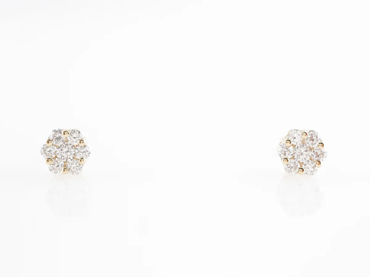 Cluster Diamond Earrings in 14k Yellow Gold