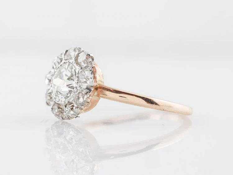 Cluster Diamond Engagement Ring European Diamonds in 14k - Image 2