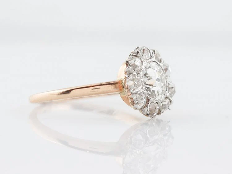 Cluster Diamond Engagement Ring European Diamonds in 14k - Image 3