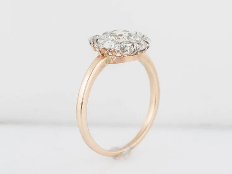 Cluster Diamond Engagement Ring European Diamonds in 14k - Image 5