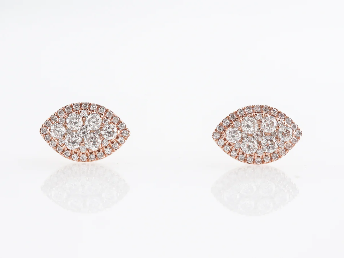 Cluster Diamond Marquise Earrings 14K Rose Gold