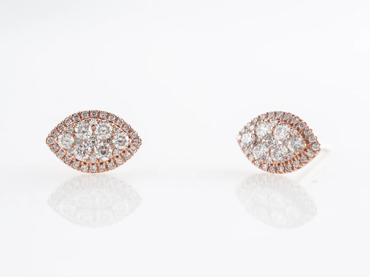 Cluster Diamond Marquise Earrings 14K Rose Gold - Image 2