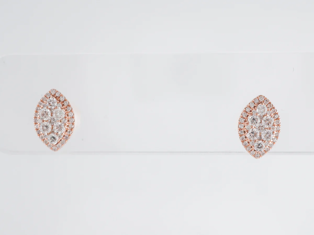 Cluster Diamond Marquise Earrings 14K Rose Gold - Image 3