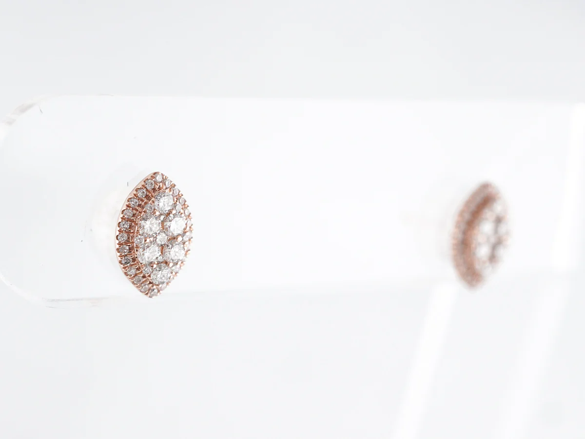 Cluster Diamond Marquise Earrings 14K Rose Gold - Image 4