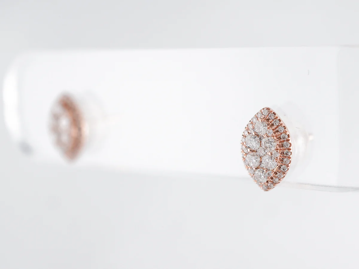 Cluster Diamond Marquise Earrings 14K Rose Gold - Image 5