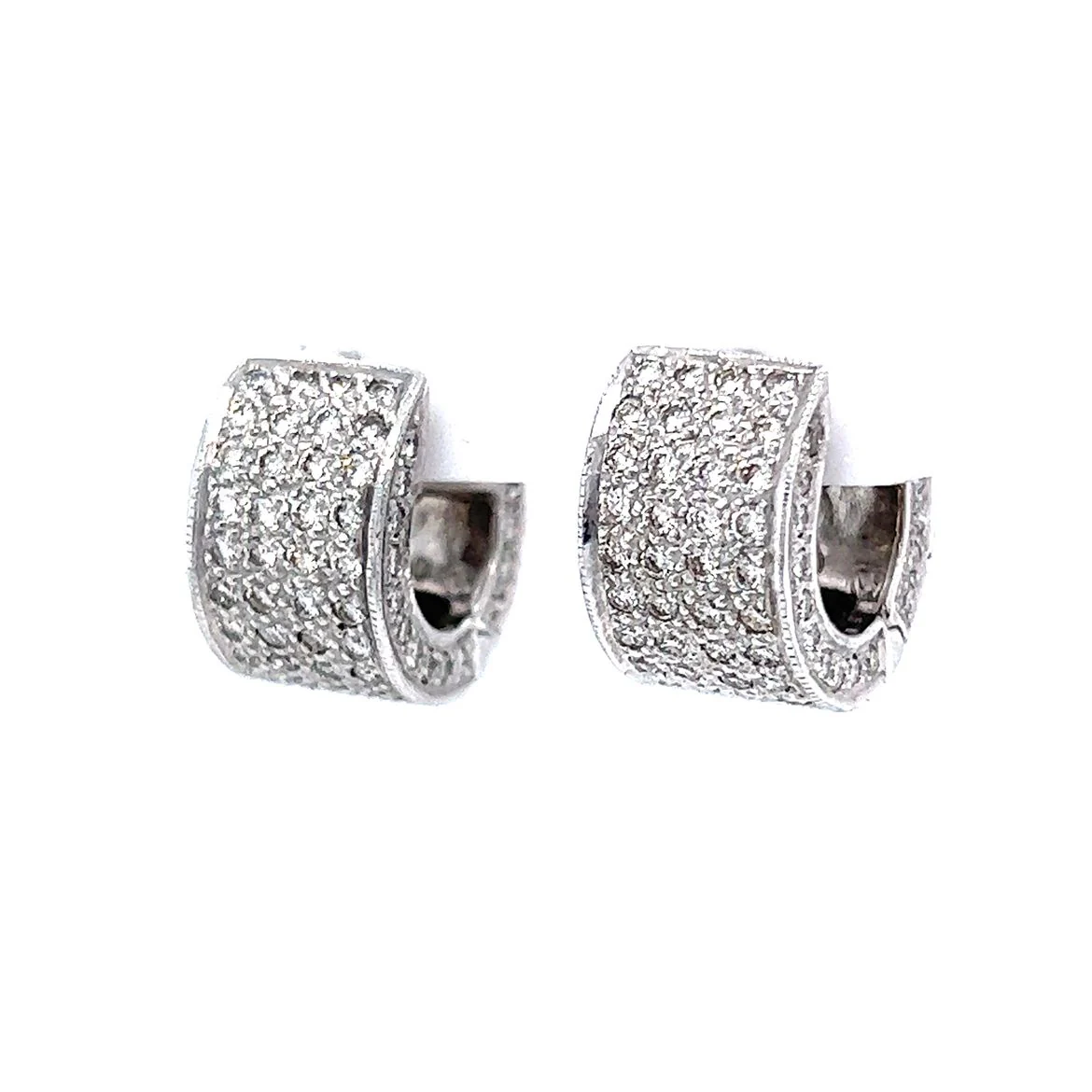 Cluster Diamond Pave Earrings in 18k White Gold - Image 2