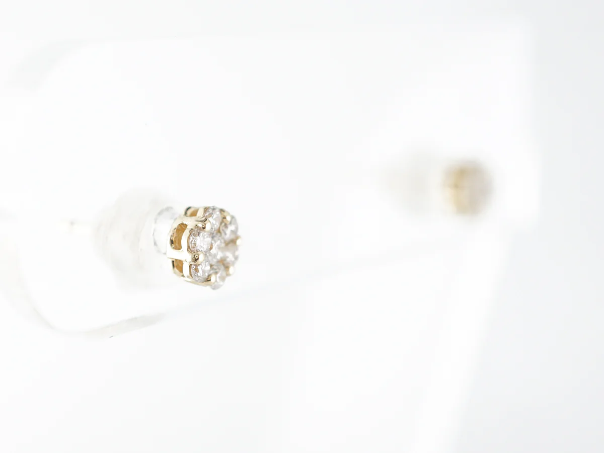 Cluster Diamond Stud Earrings in 14k Yellow Gold - Image 5
