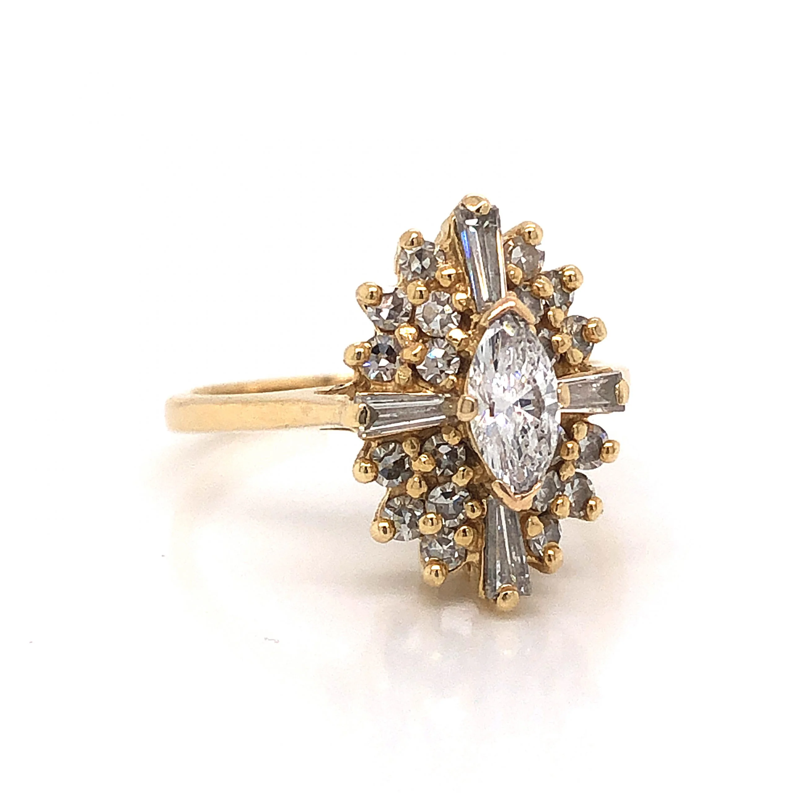 Cluster Halo Marquise Cut Diamond Engagement Ring in 14k - Image 3