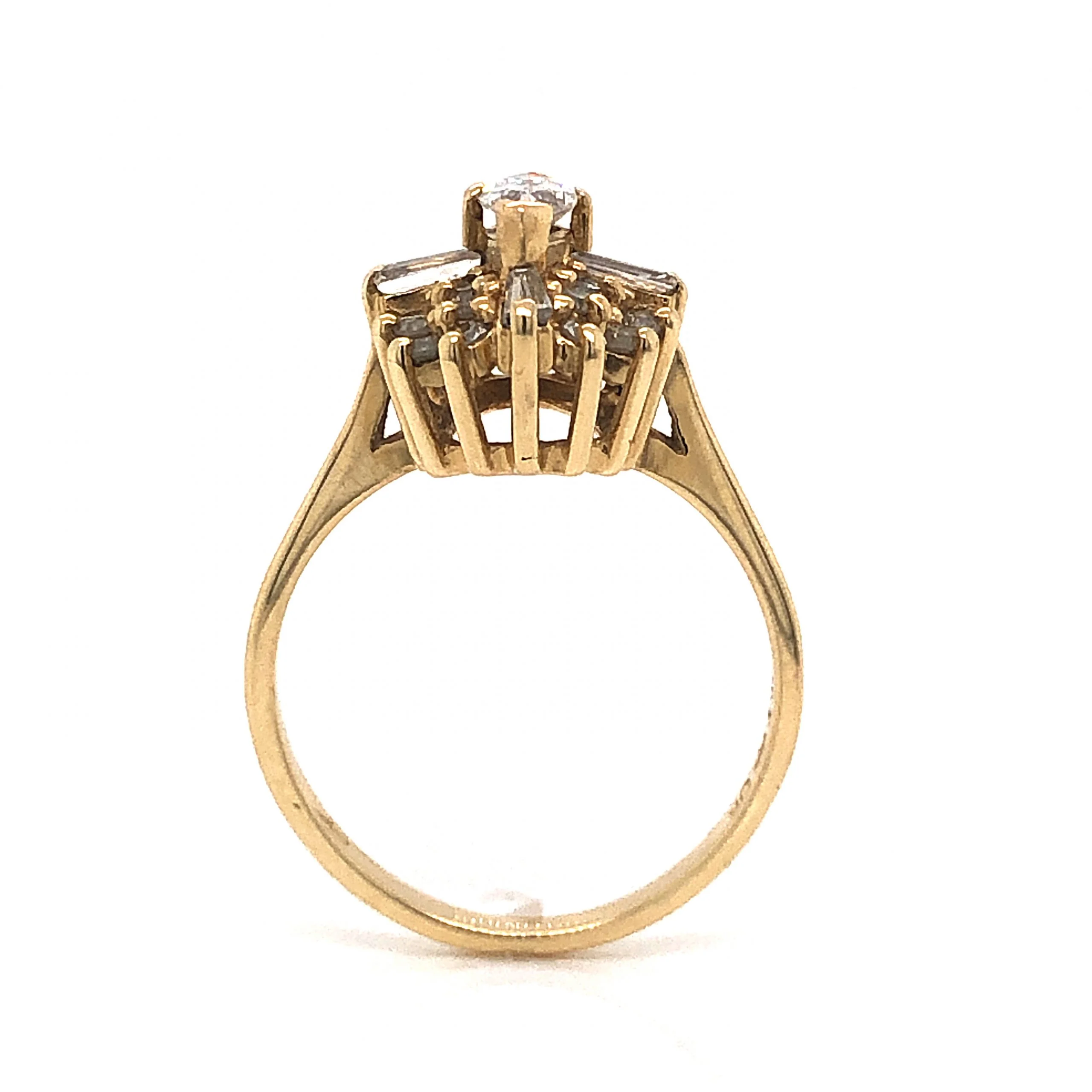 Cluster Halo Marquise Cut Diamond Engagement Ring in 14k - Image 4