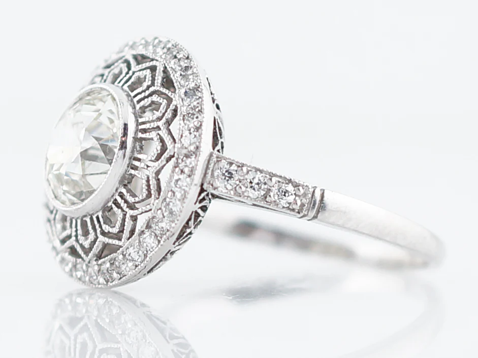 ***RTV***Cocktail Ring Modern 1.32 Old European Cut Diamond in Platinum - Image 2