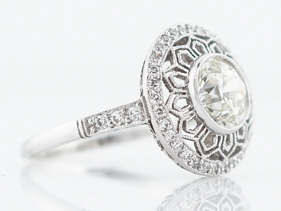 ***RTV***Cocktail Ring Modern 1.32 Old European Cut Diamond in Platinum - Image 3