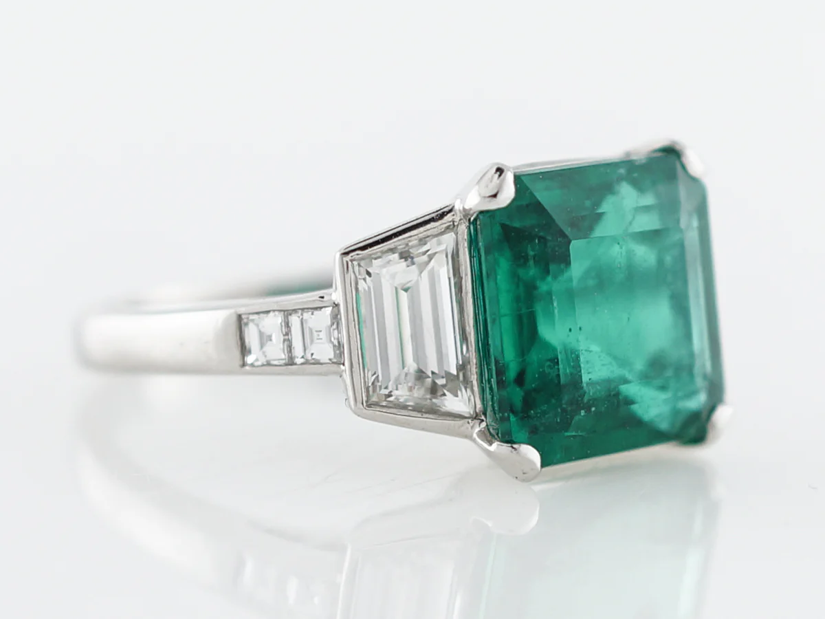 Cocktail Ring Modern 3.98 Square Cut Emerald Diamonds in Platinum - Image 3