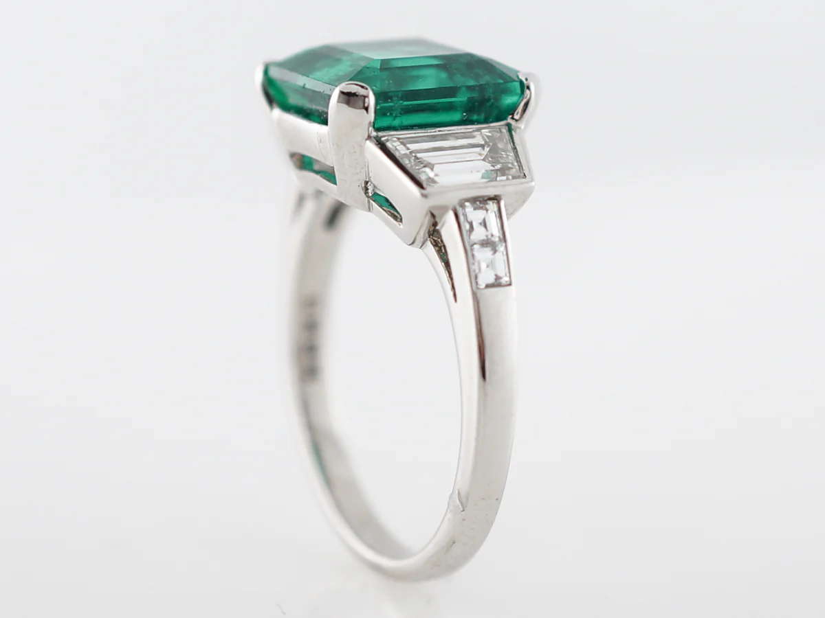Cocktail Ring Modern 3.98 Square Cut Emerald Diamonds in Platinum - Image 5