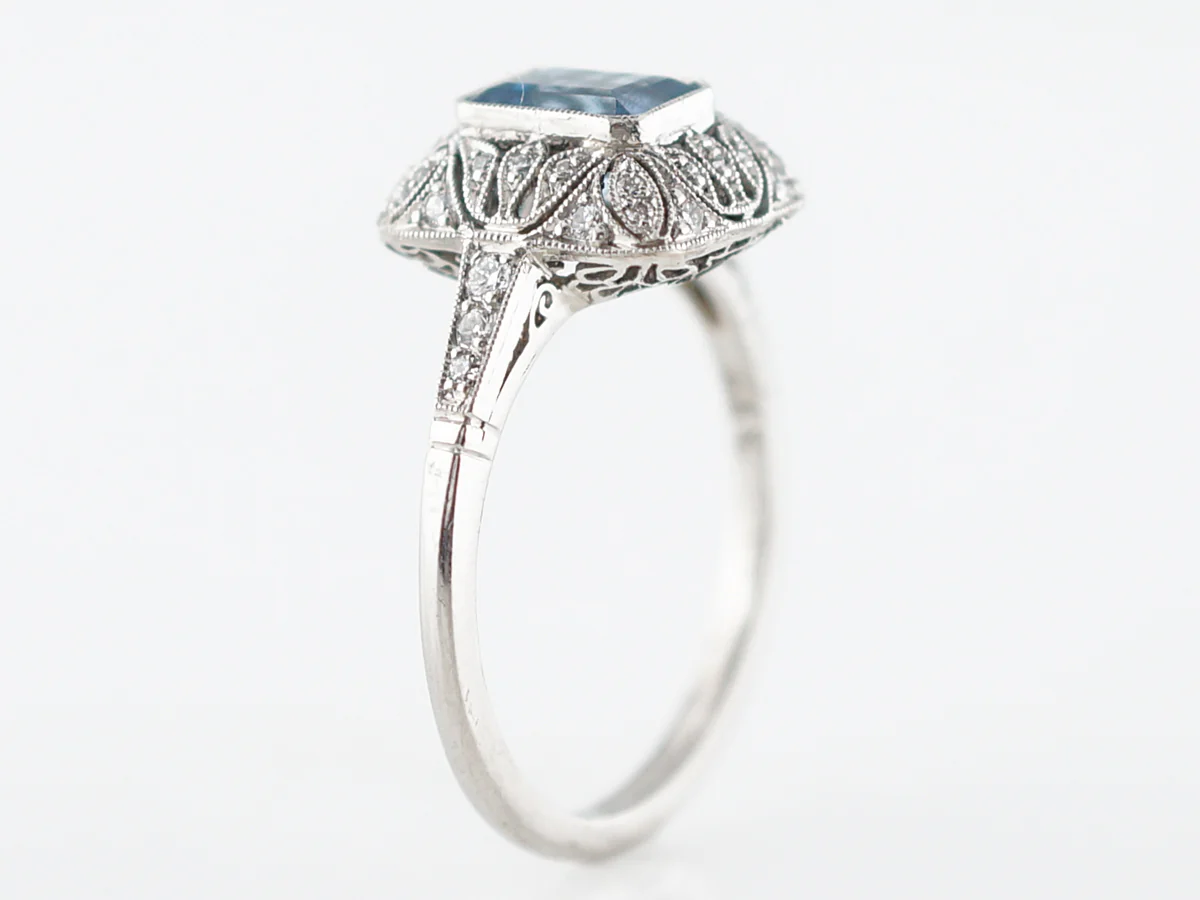 Cocktail Ring Modern .64 Emerald Cut Aquamarine in Platinum - Image 6