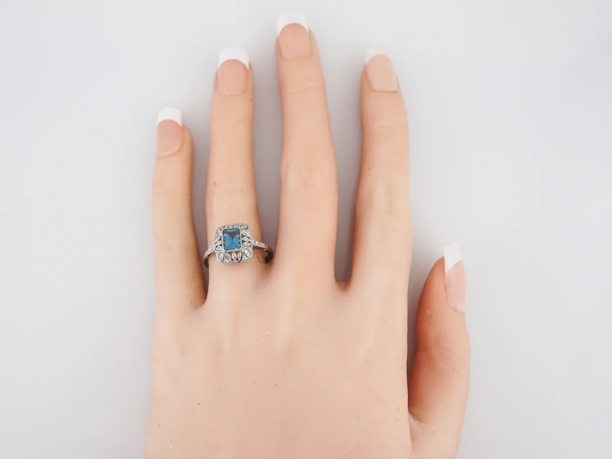 Cocktail Ring Modern .64 Emerald Cut Aquamarine in Platinum - Image 7