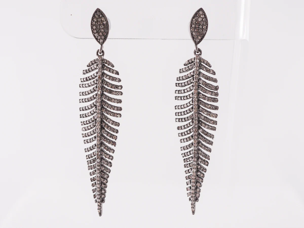 Cognac Diamond Dangle Earrings in Sterling Silver