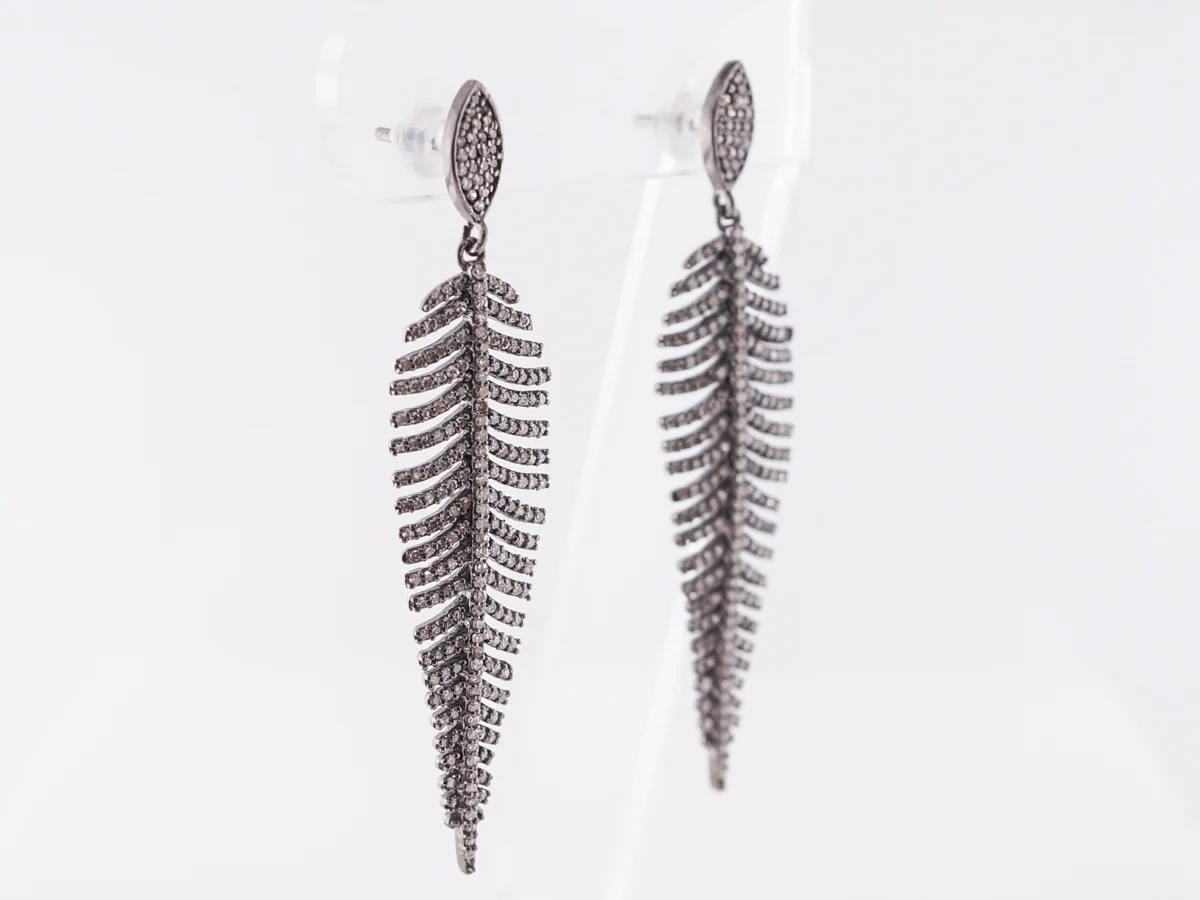 Cognac Diamond Dangle Earrings in Sterling Silver - Image 2