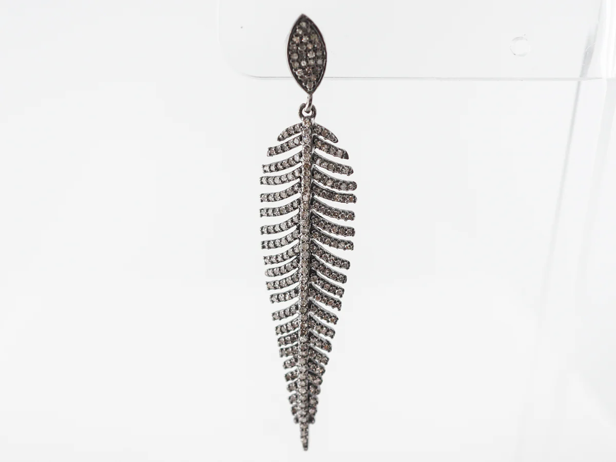 Cognac Diamond Dangle Earrings in Sterling Silver - Image 3
