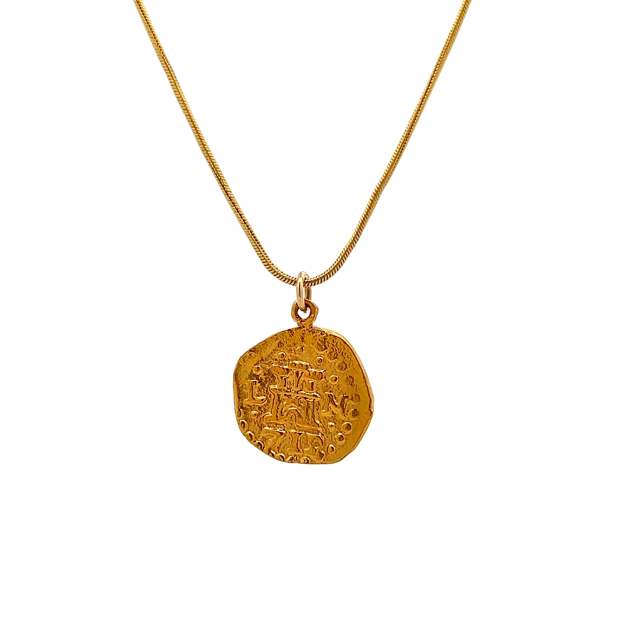 Coin Medallion Pendant Necklace in 21k Yellow Gold
