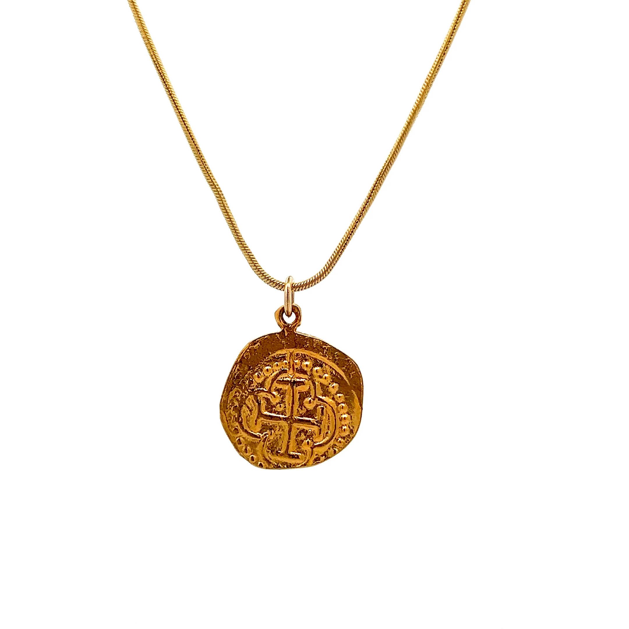 Coin Medallion Pendant Necklace in 21k Yellow Gold - Image 2