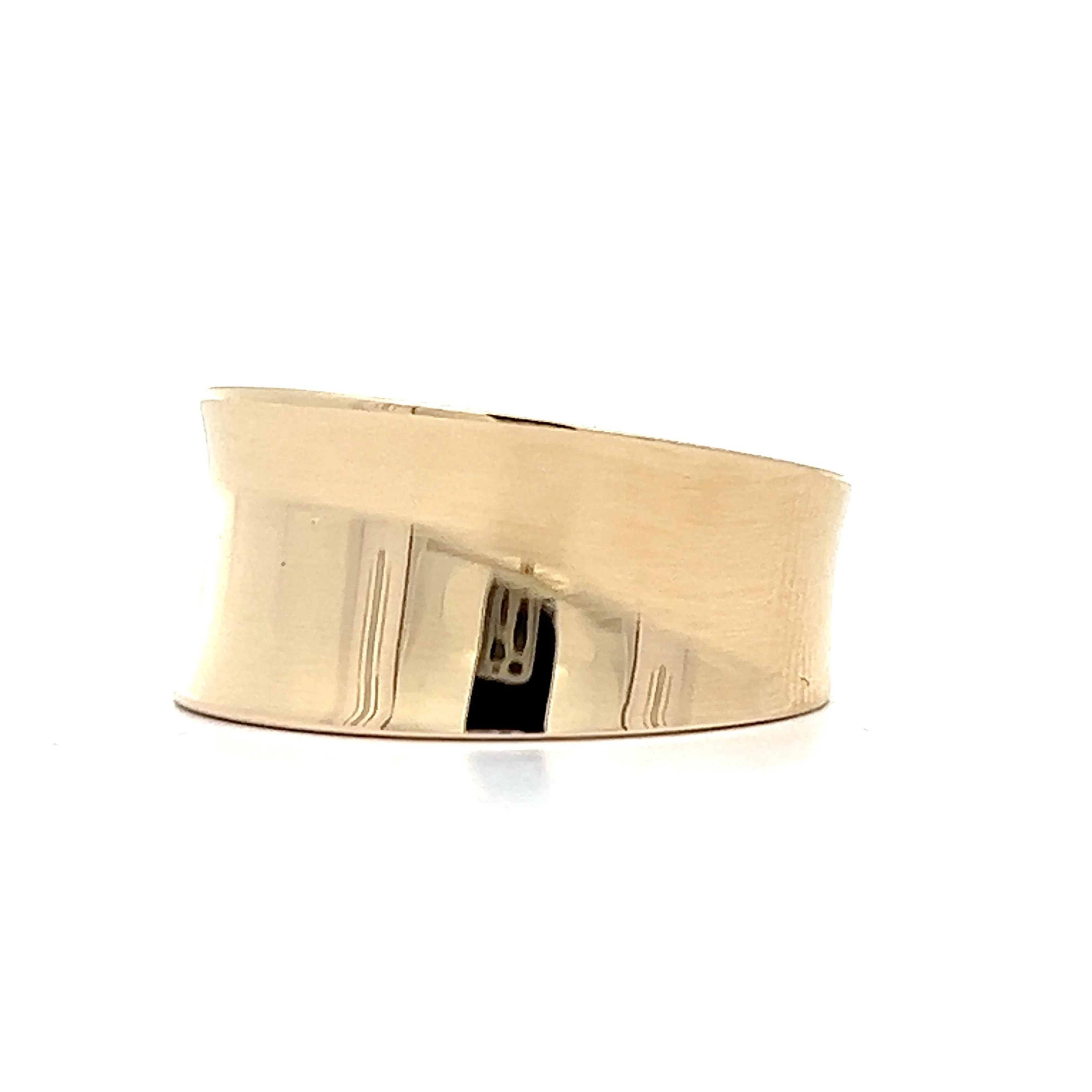 Concave 10mm Right Hand Ring in 14k Yellow Gold - Image 2