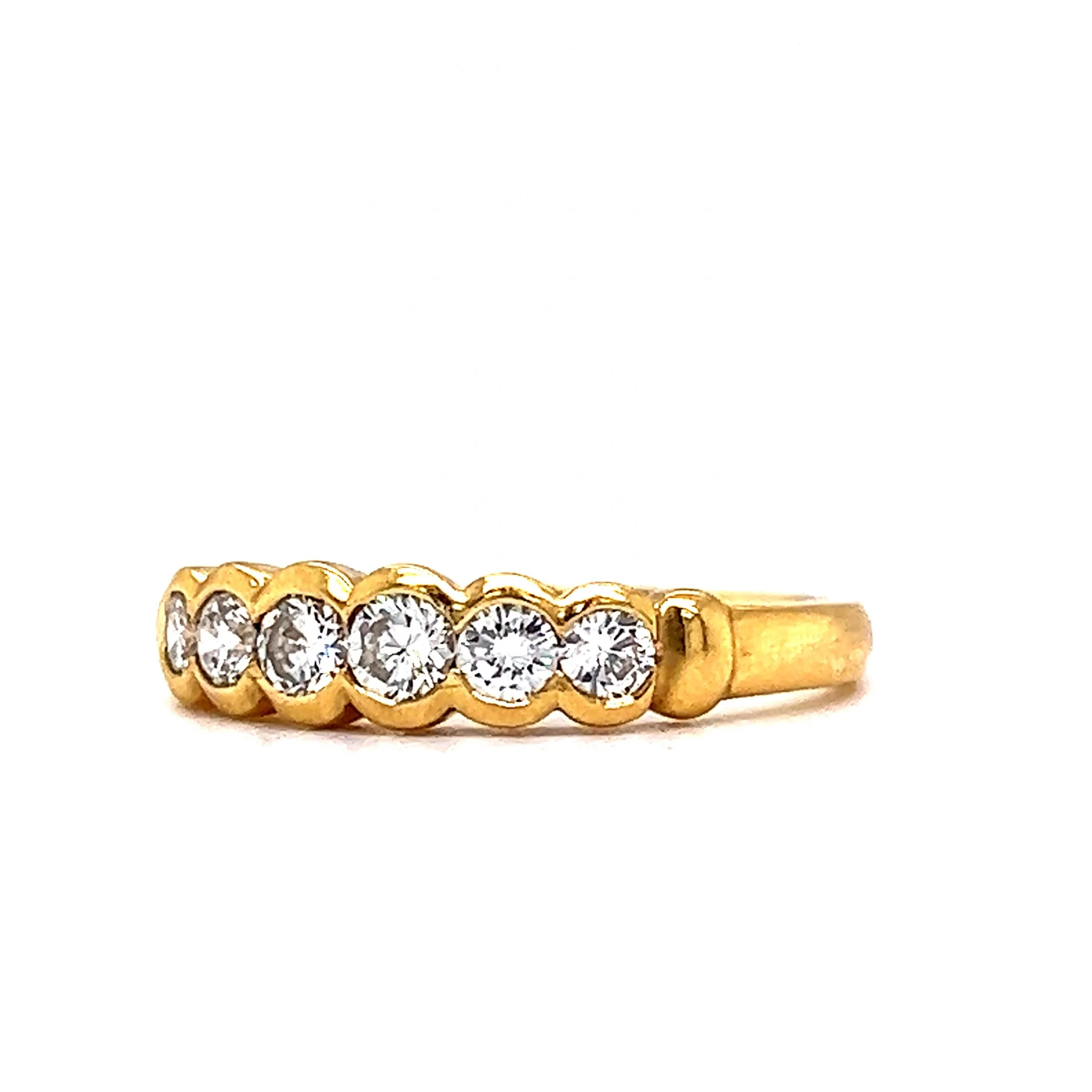 Connected Bezel Set Diamond Stacking Ring in 18k Yellow Gold - Image 2