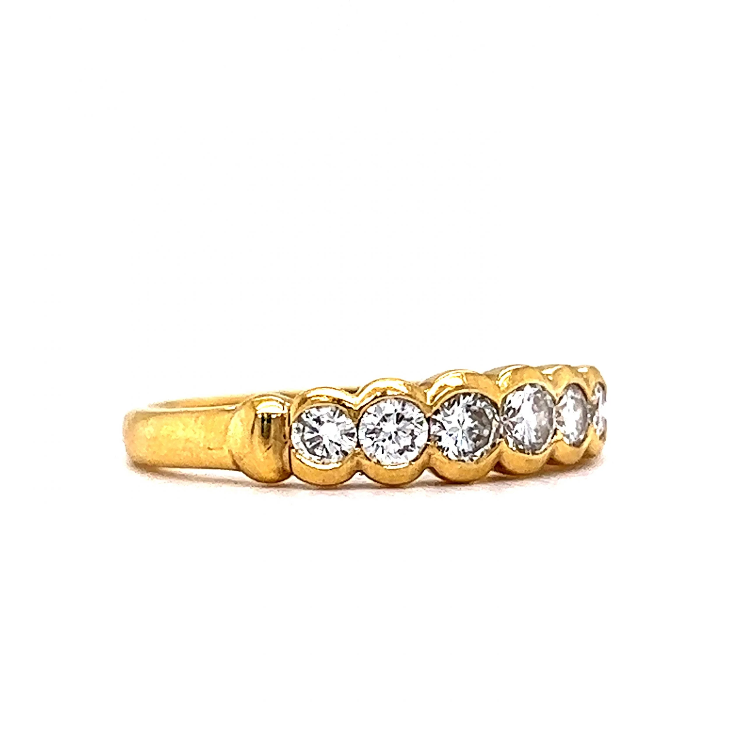 Connected Bezel Set Diamond Stacking Ring in 18k Yellow Gold - Image 3