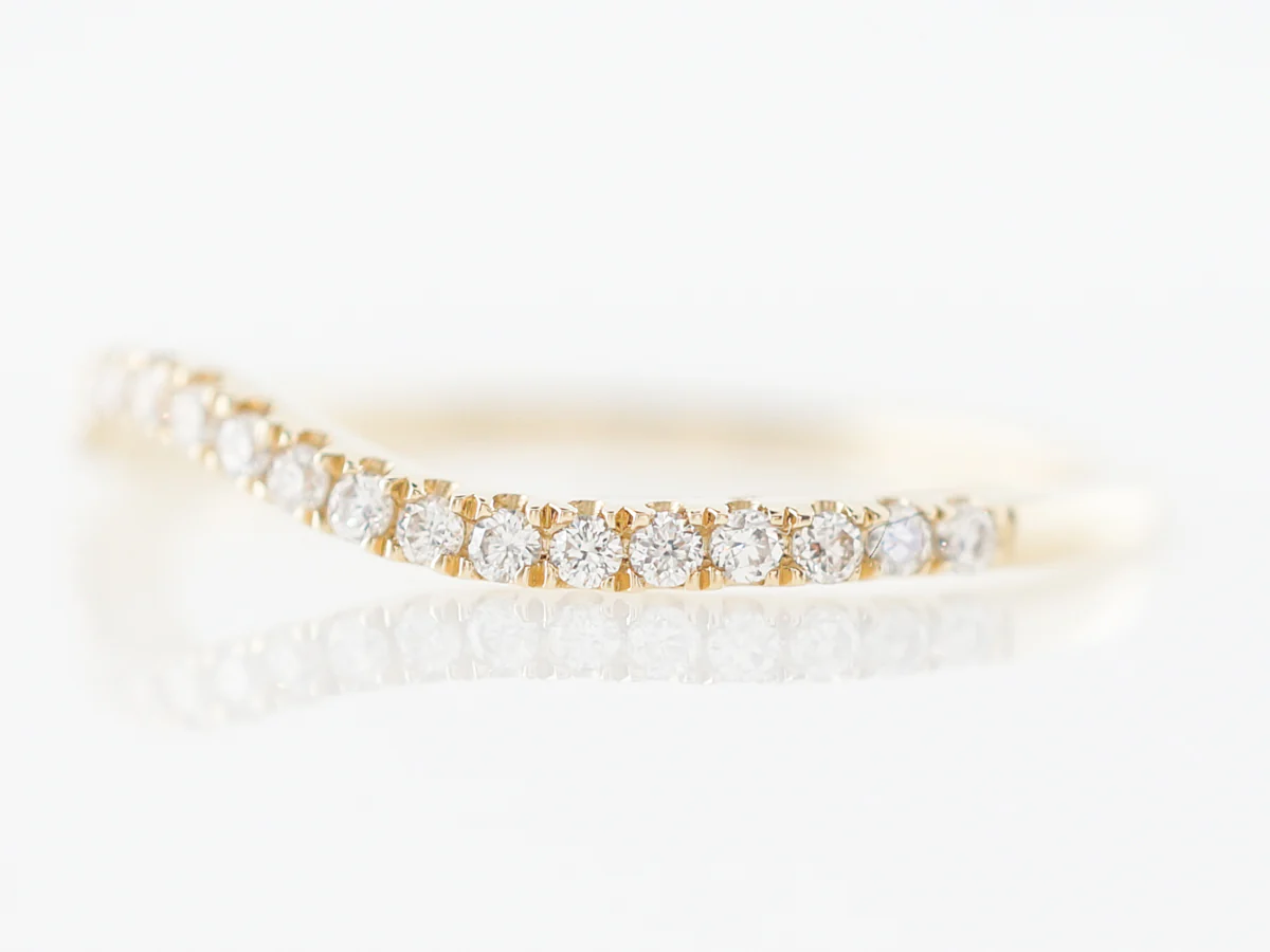 Contour Wedding Band w/ Diamonds in Yellow Gold - Image 2