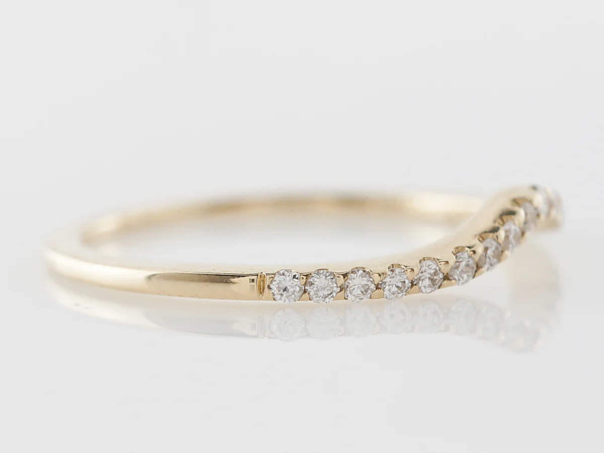 Contoured Band w/ Diamonds in 14k Yellow Gold - Image 3